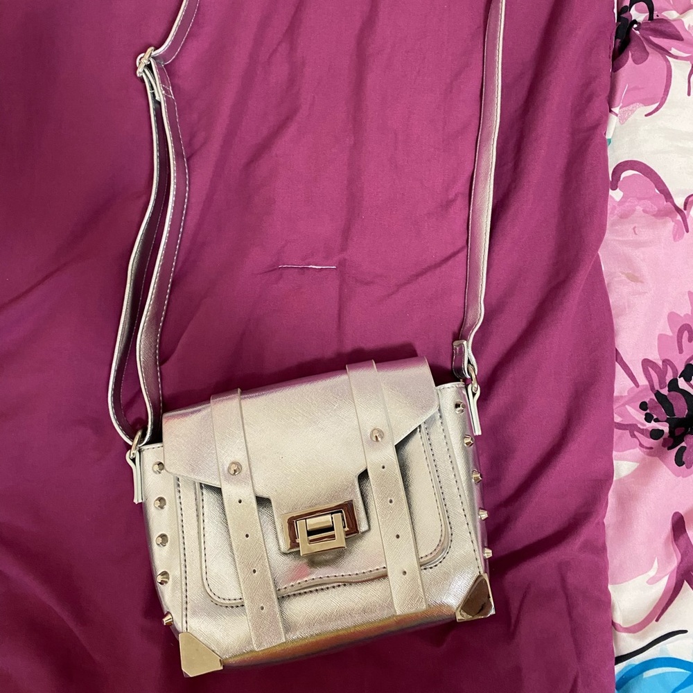 Silver crossbody bag purse